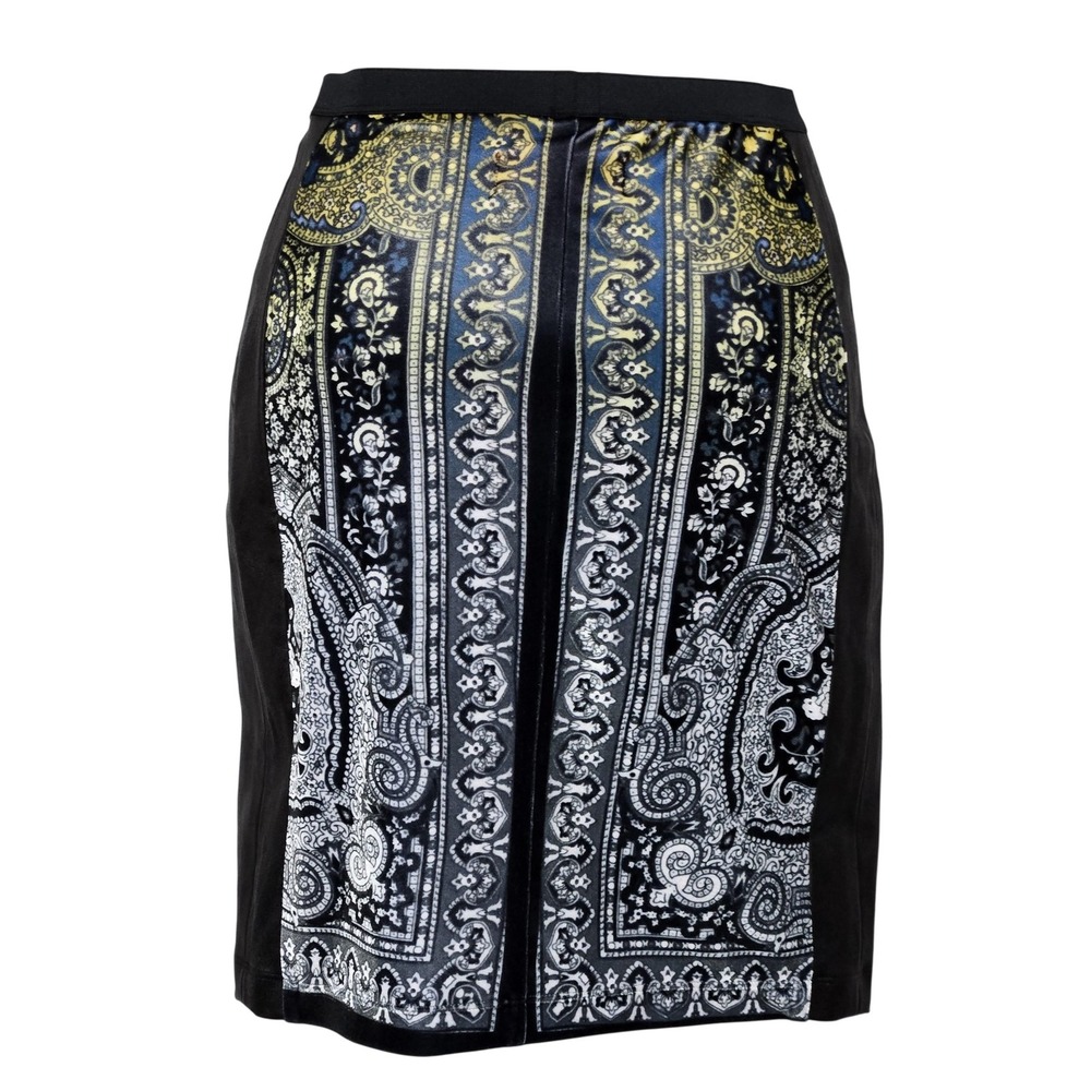 Clover Canyon Womens Small Pencil‎ Skirt Black Paisley Stretch USA Designer